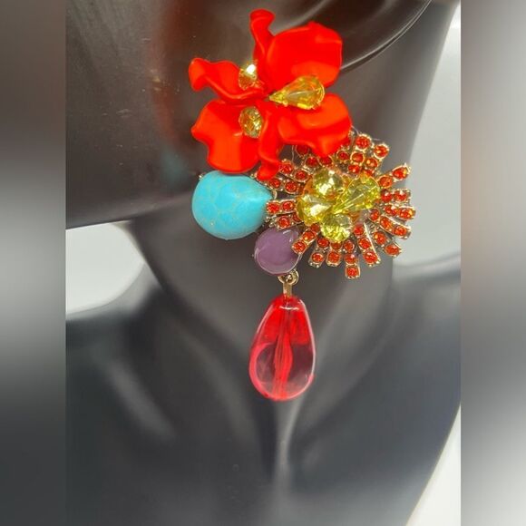Zara Vibrant Floral Statement Earrings - Picture 8 of 17